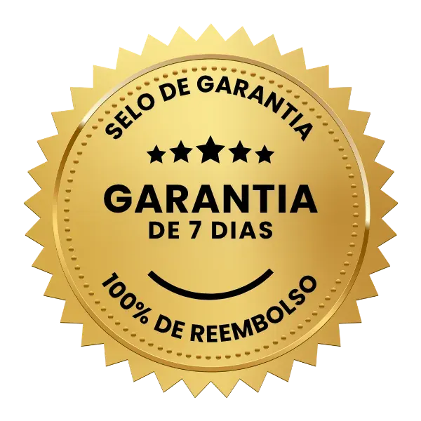 Selo de garantia de 7 dias, 100% de reembolso